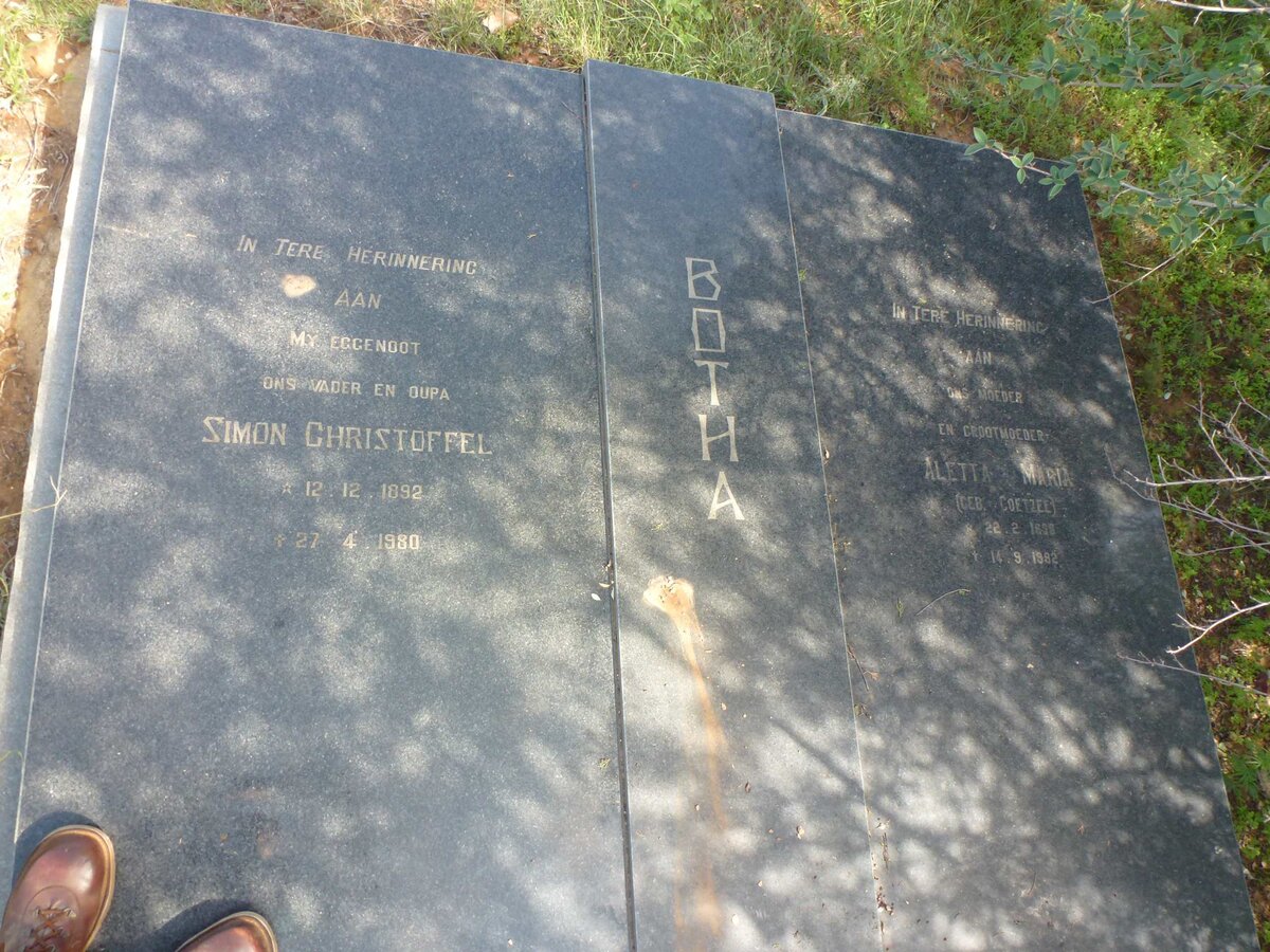 BOTHA Simon Christoffel 1892-1980 &amp; Aletta Maria COETZEE 1898-1982