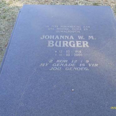 BURGER Johanna W.M. 1918-2000