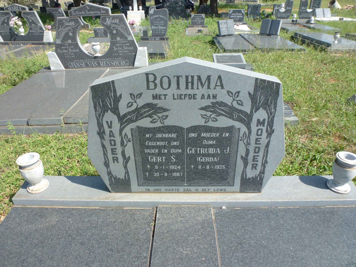 BOTHMA Gert S. 1924-1987 &amp; Gertruida J. 1925-