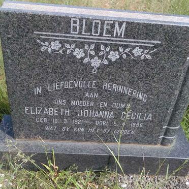 BLOEM Elizabeth Johanna Cecilia 1921-1996