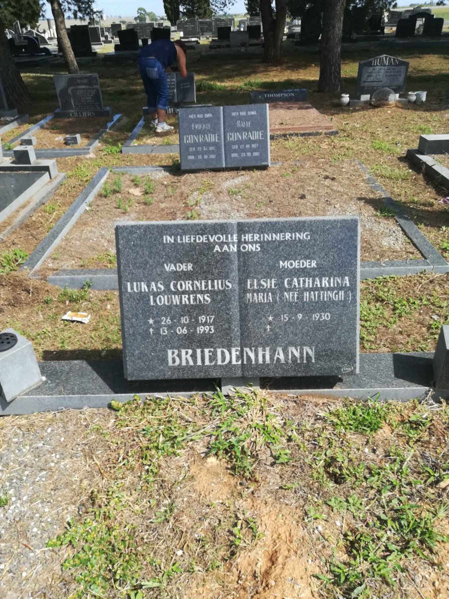 BRIEDENHANN Lukas Cornelius Louwrens 1917-1993 &amp; Elsie Catharina Maria HATTINGH 1930-