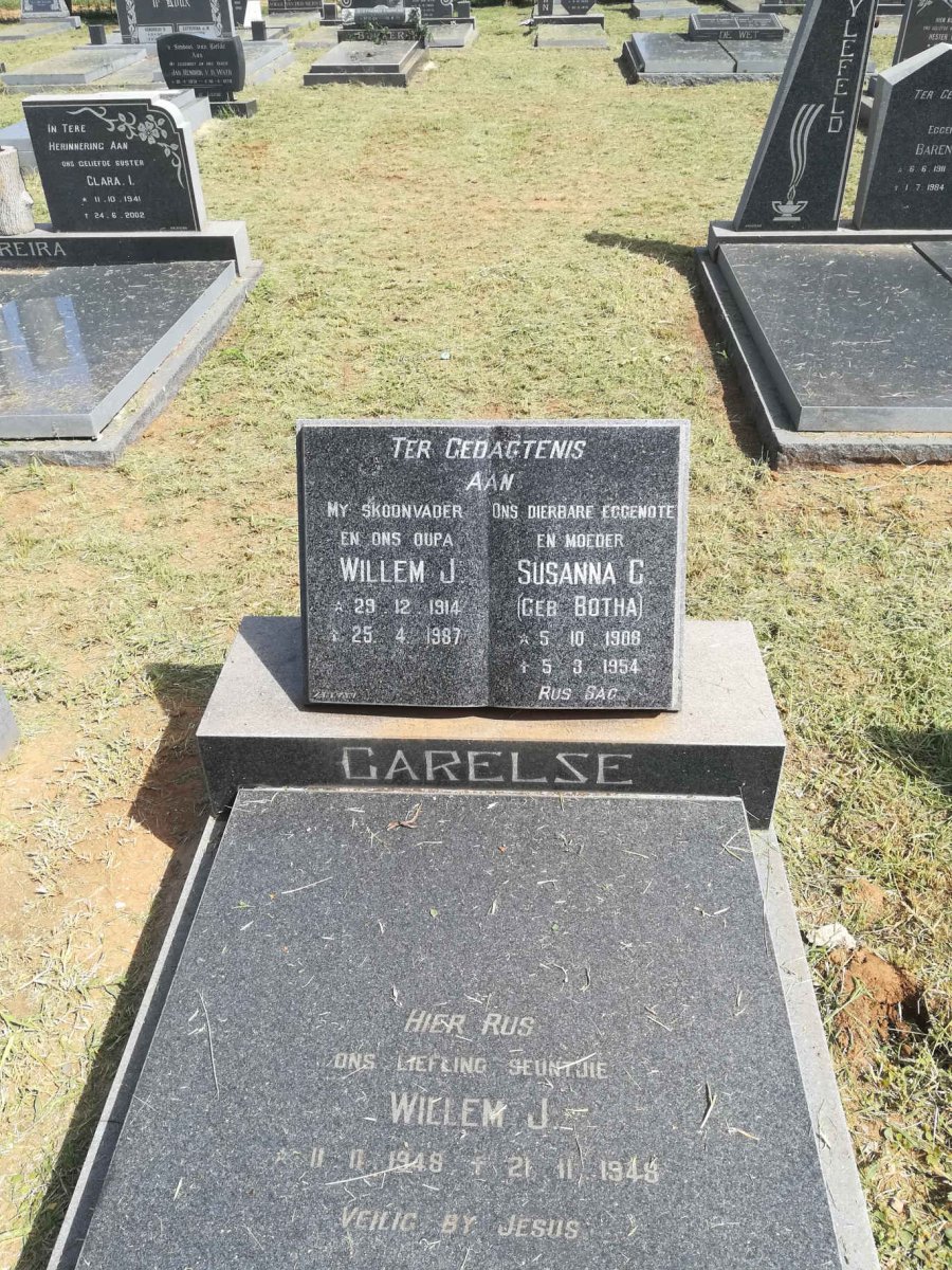 CARELSE Willem J. 1914-1987 &amp; Susanna C. BOTHA 1908-1954 :: CARELSE Willem J. 1948-1948
