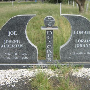 DUNCKER Joseph Albertus 1942-2002 &amp; Loraine Johanna 1944-