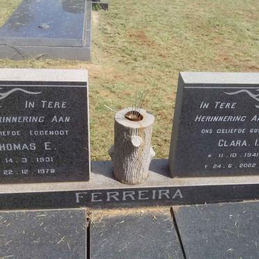 FERREIRA Thomas E. 1931-1978 &amp; Clara I. 1941-2002