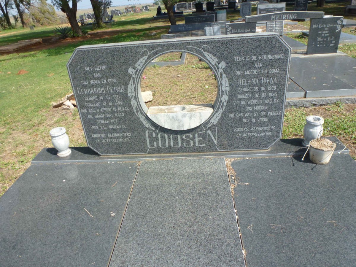 GOOSEN Gerhardus Petrus 1921-1994 &amp; Helena Irena 1920-1995