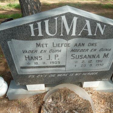 HUMAN Hans J.P. 1909- &amp; Susanna M. 1911-1992