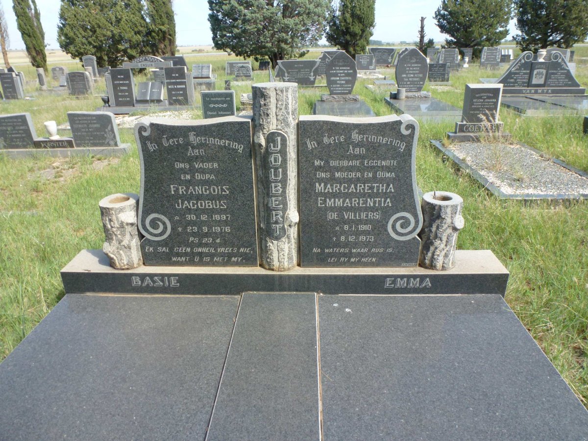 JOUBERT Francois Jacobus 1897-1976 &amp; Margaretha Emmarentia DE VILLIERS 1910-1973