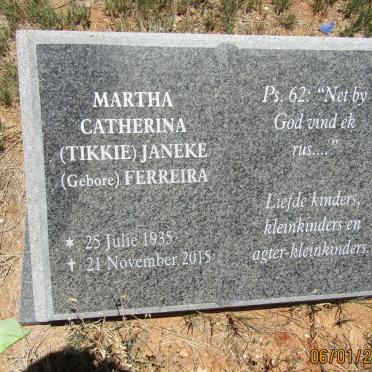 JANEKE Martha Catherina nee FERREIRA 1935-2015