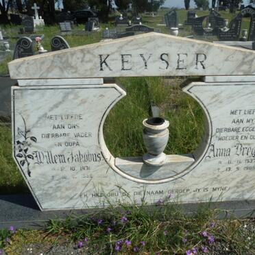 KEYSER Willem Jakobus 1931-1996 &amp; Anna Breggie 1937-1989