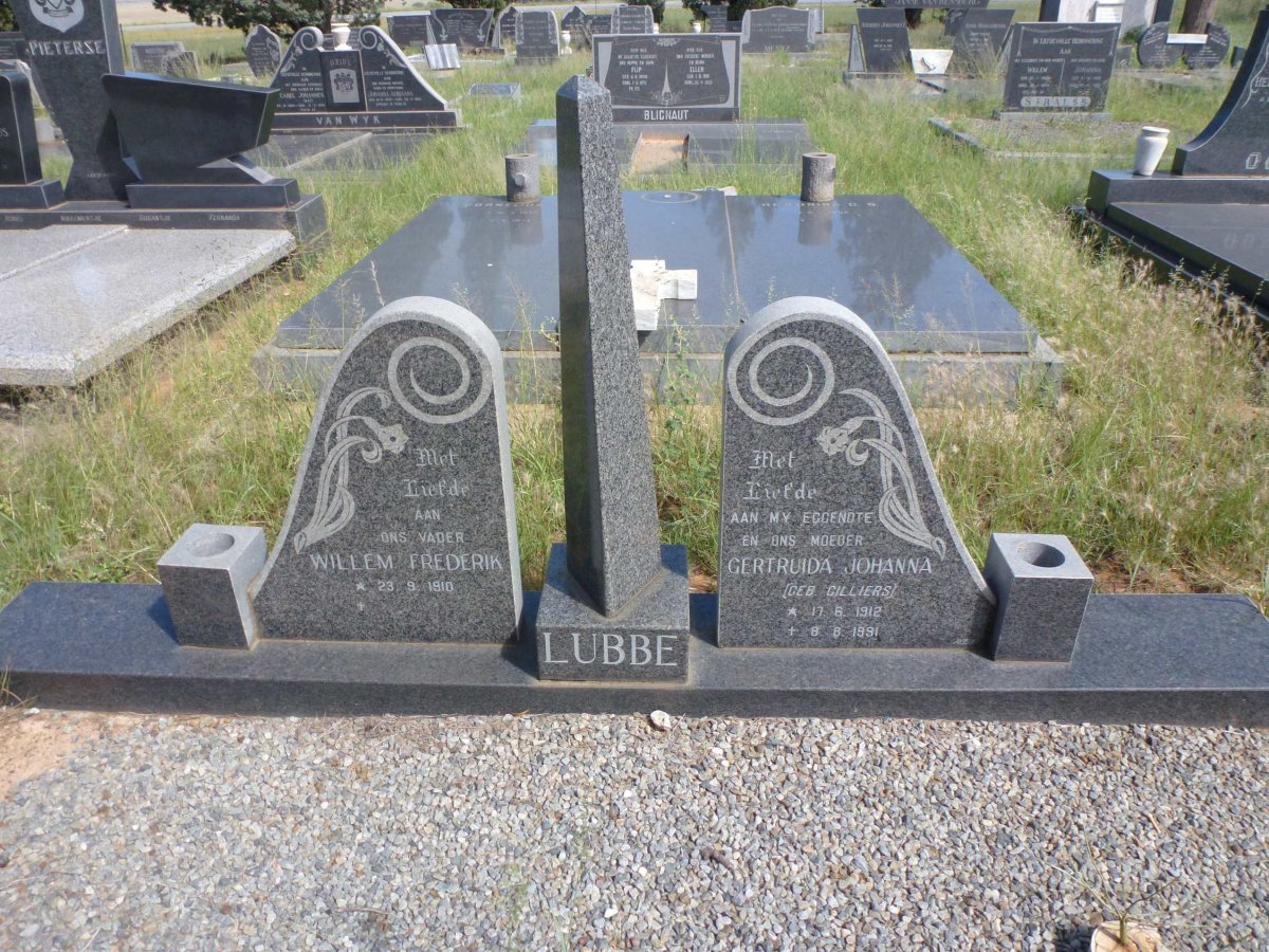 LUBBE Willem Frederik 1910- &amp; Gertruida Johanna CILLIERS 1912-1991