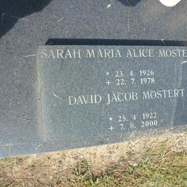 MOSTERT David Jacob 1922-2000 &amp; Sarah Maria Alice 1926-1978