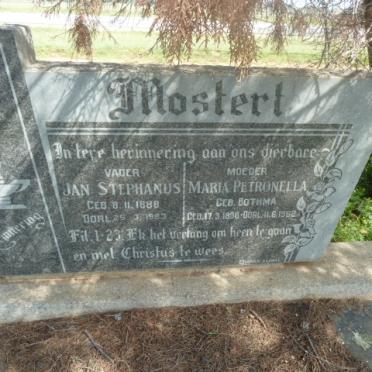 MOSTERT Jan Stephanus 1888-1983 &amp; Maria Petronella BOTHMA 1896-1962