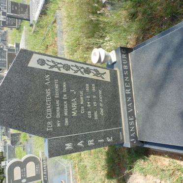 RENSBURG Maria J., Janse van nee NORTJE 1908-1969