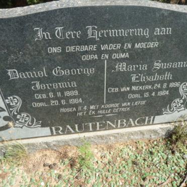 RAUTENBACH Daniel George Jeremia 1889-1964 &amp; Maria Susanna Elizabeth VAN NIEKERK 1896-1964