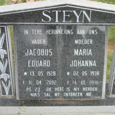 STEYN Jacobus Eduard 1928-2002 &amp; Maria Johanna 1938-2016