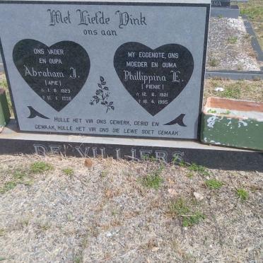 VILLIERS Abraham J., de 1923-1998 &amp; Phillippina E. 1921-1995