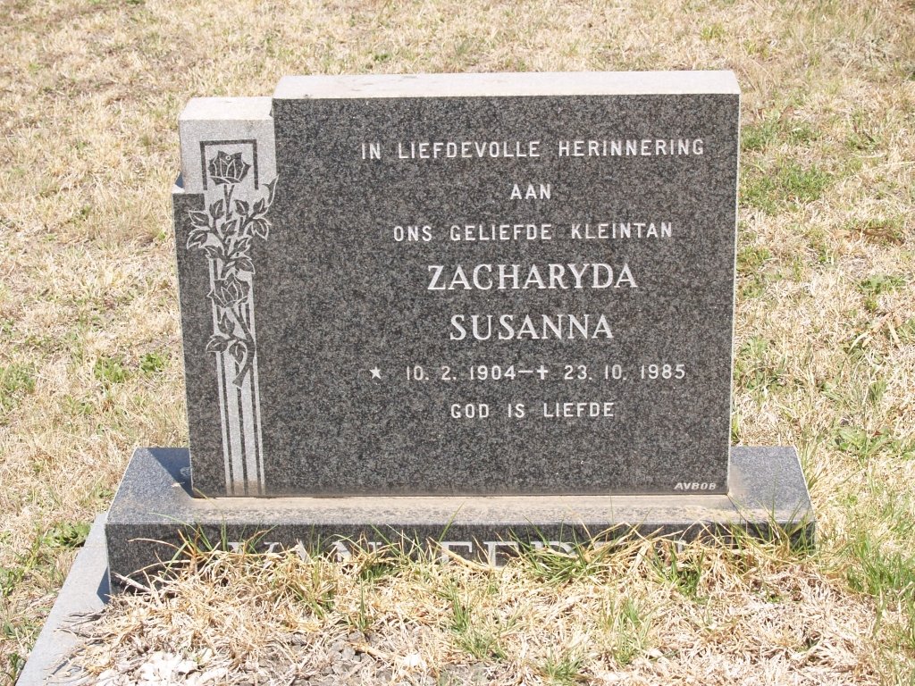 EEDEN Zacharyda Susanna, van 1904-1985