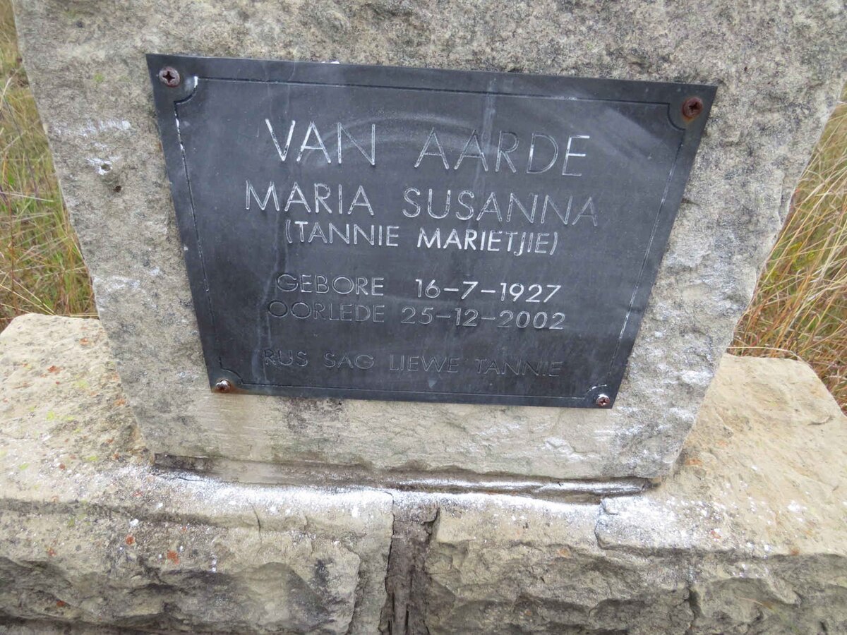 AARDE Maria Susanna, van 1927-2002
