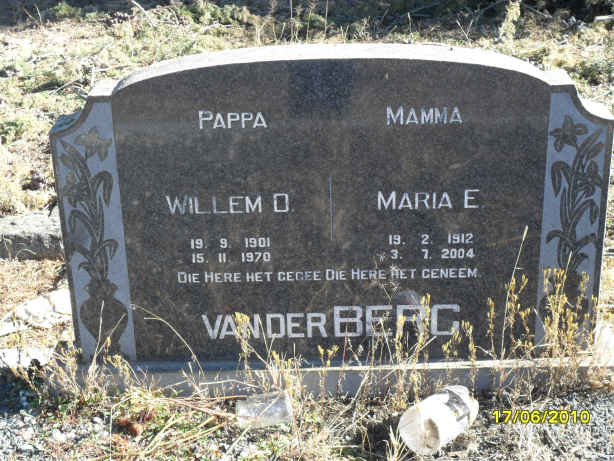 BERG Willem D., van der 1901-1970 &amp; Maria E. 1912-2004