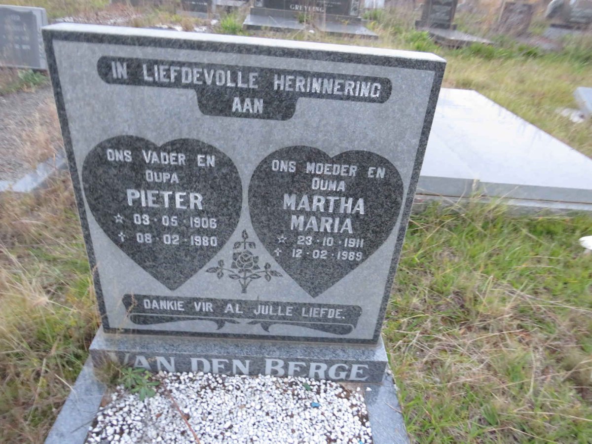 BERGE Pieter, van den 1906-1980 &amp; Martha Maria 1911-1989