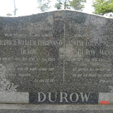DUROW Friedrich Wilhelm Ferdinand 1871-1960 &amp; Alwine Louise Wilhelmine MAASKE 1875-1967