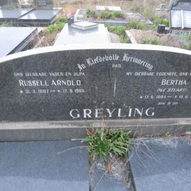 GREYLING Russell Arnold 1897-1980 & Bertha STUART 1894-1976