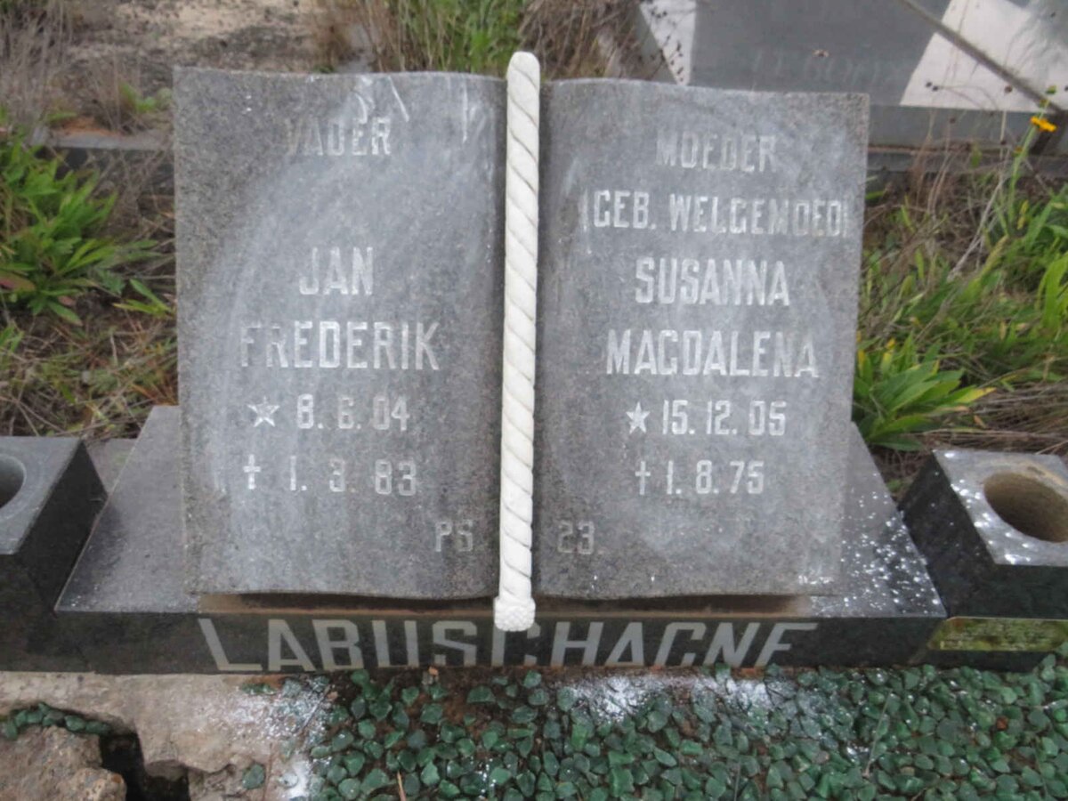 LABUSCHAGNE Jan Frederik 1904-1933 & Susanna Magdalena WELGEMOED 1905-1975