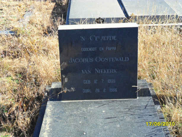 NIEKERK Jacobus Oostewald, van 1905-1966