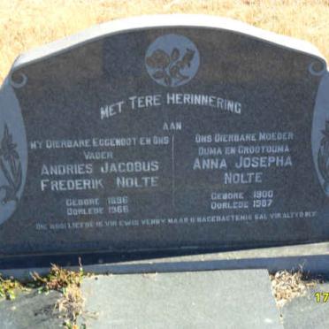 NOLTE Andries Jacobus Frederik 1996-1968 &amp; Anna Josepha 1900-1987