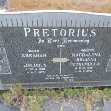 PRETORIUS Abraham Jacobus 1888-1973 &amp; Magdalena Johanna Petronella 1895-1973