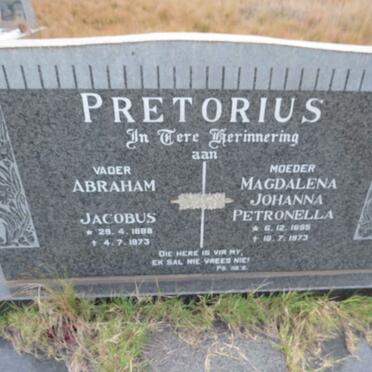 PRETORIUS Abraham Jacobus 1888-1973 &amp; Magdalena Johanna Petronella 1895-1973