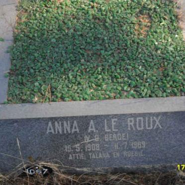 ROUX Anna A., le nee V.D. BERGE 1908-1969