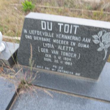 TOIT Lydia Aletta, du nee VAN TONDER 1904-1983