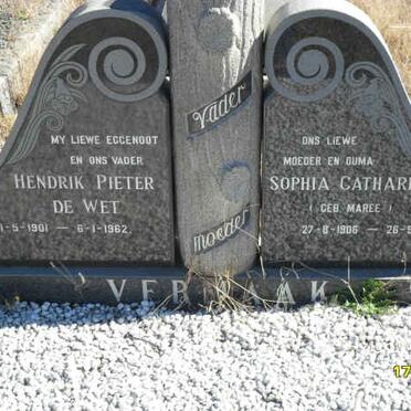 VERMAAK Hendrik Pieter de Wet 1901-1962 &amp; Sophia Catharina  MAREE 1906-1995