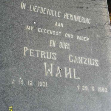 WAHL Petrus Ganzius 1901-1963