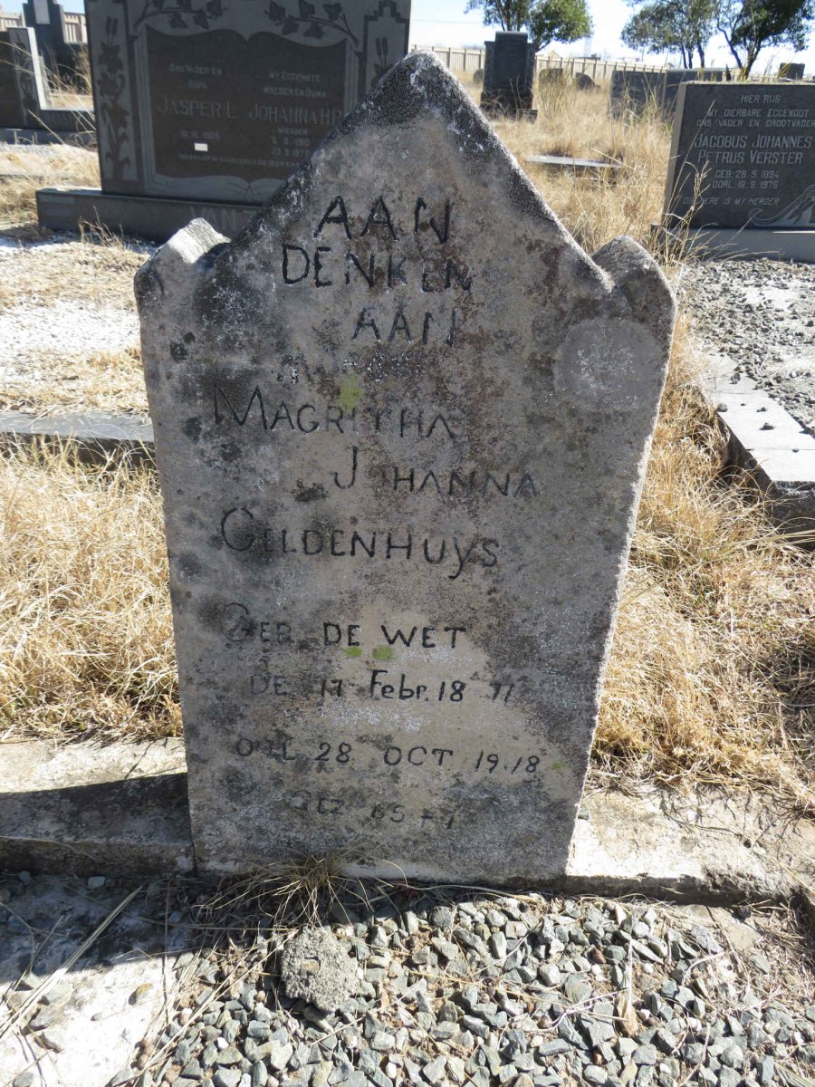 GILDENHUYS Magritha Johanna nee DE WET 1877-1918