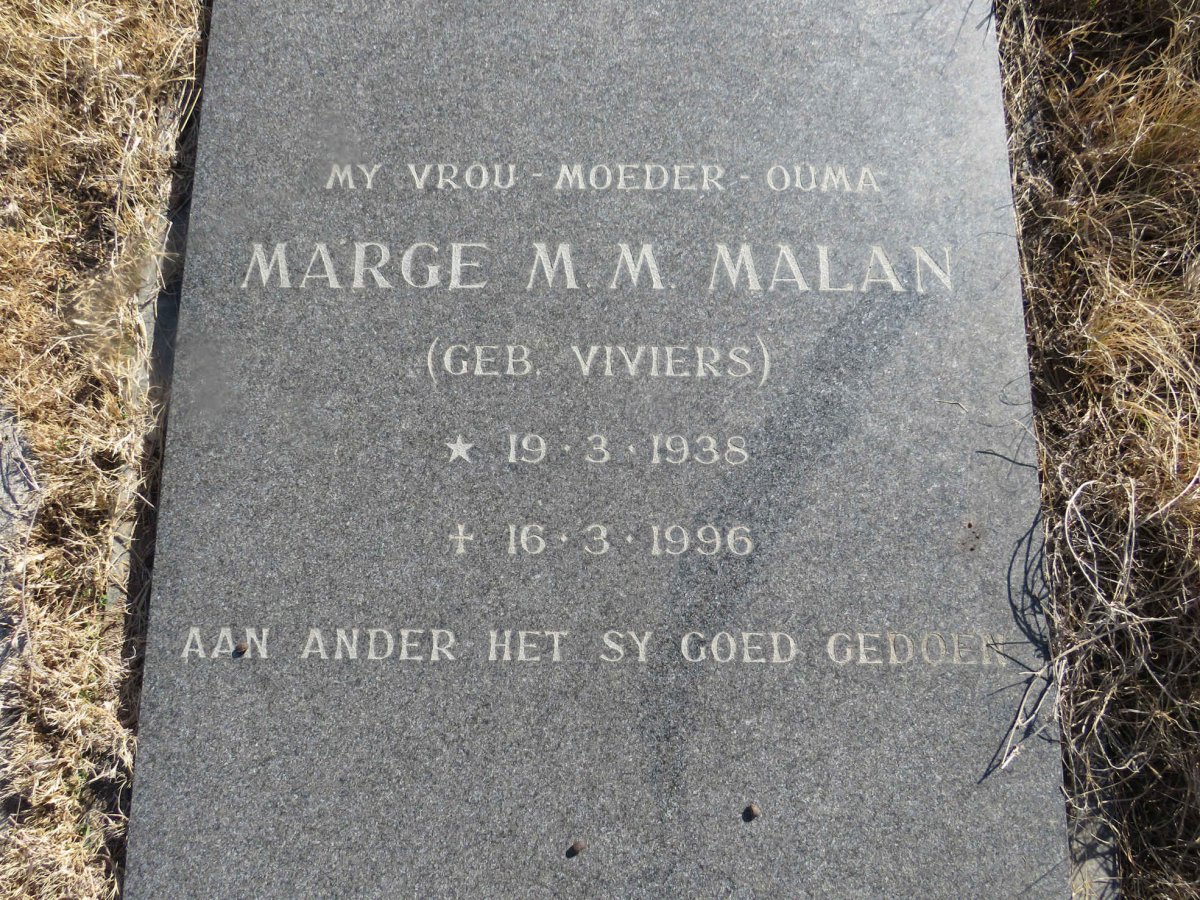MALAN Marge M.M. nee VIVIERS 1938-1996