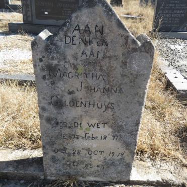 GILDENHUYS Magritha Johanna nee DE WET 1877-1918