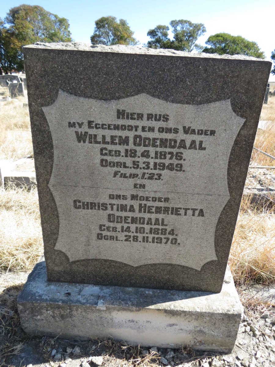 ODENDAAL Willem 1876-1949 &amp; Christina Henrietta 1884-1970