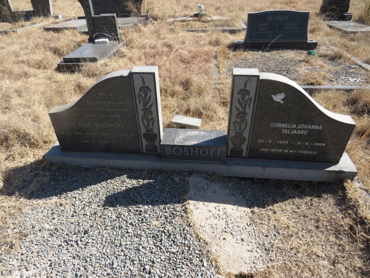 BOSHOFF Ben-Oni 1924-1971 &amp; Cornelia Johanna TALJAARD 1923-2008