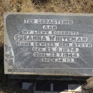 WHITEMAN Susanna voorheen KUNZ nee STEYN 1874-1944