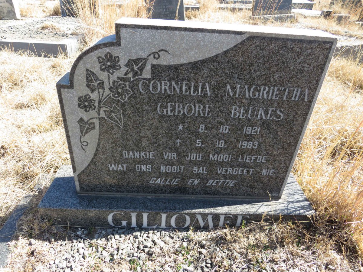 GILIOMEE Cornelia Margrietha nee BEUKES 1921-1983