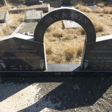 ROOYEN Jan Frederik Rykers, van 1914-1963 &amp; Clara Elisabeth Van RENSBURG 1909-2001