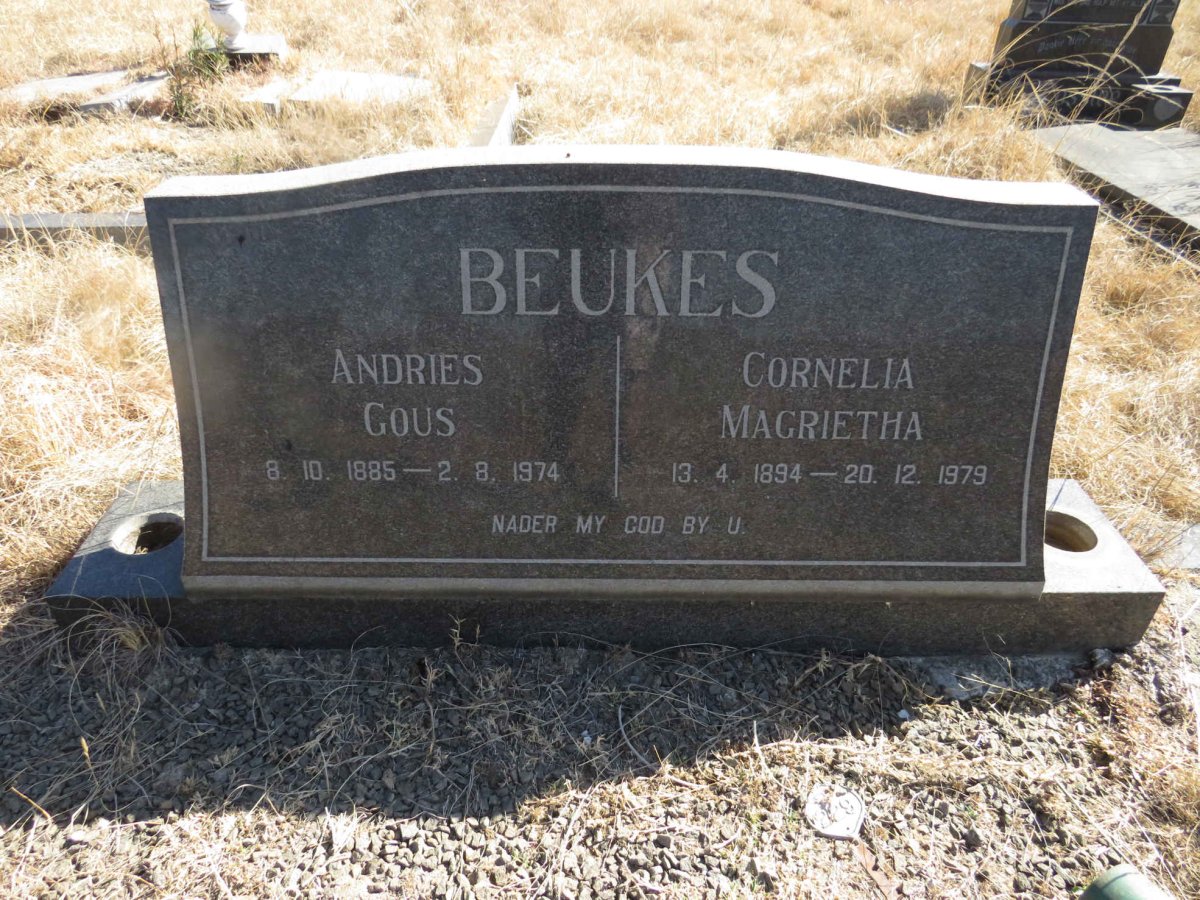 BEUKES Andries Gous 1885-1974 &amp; Cornelia Margrietha 1894-1979