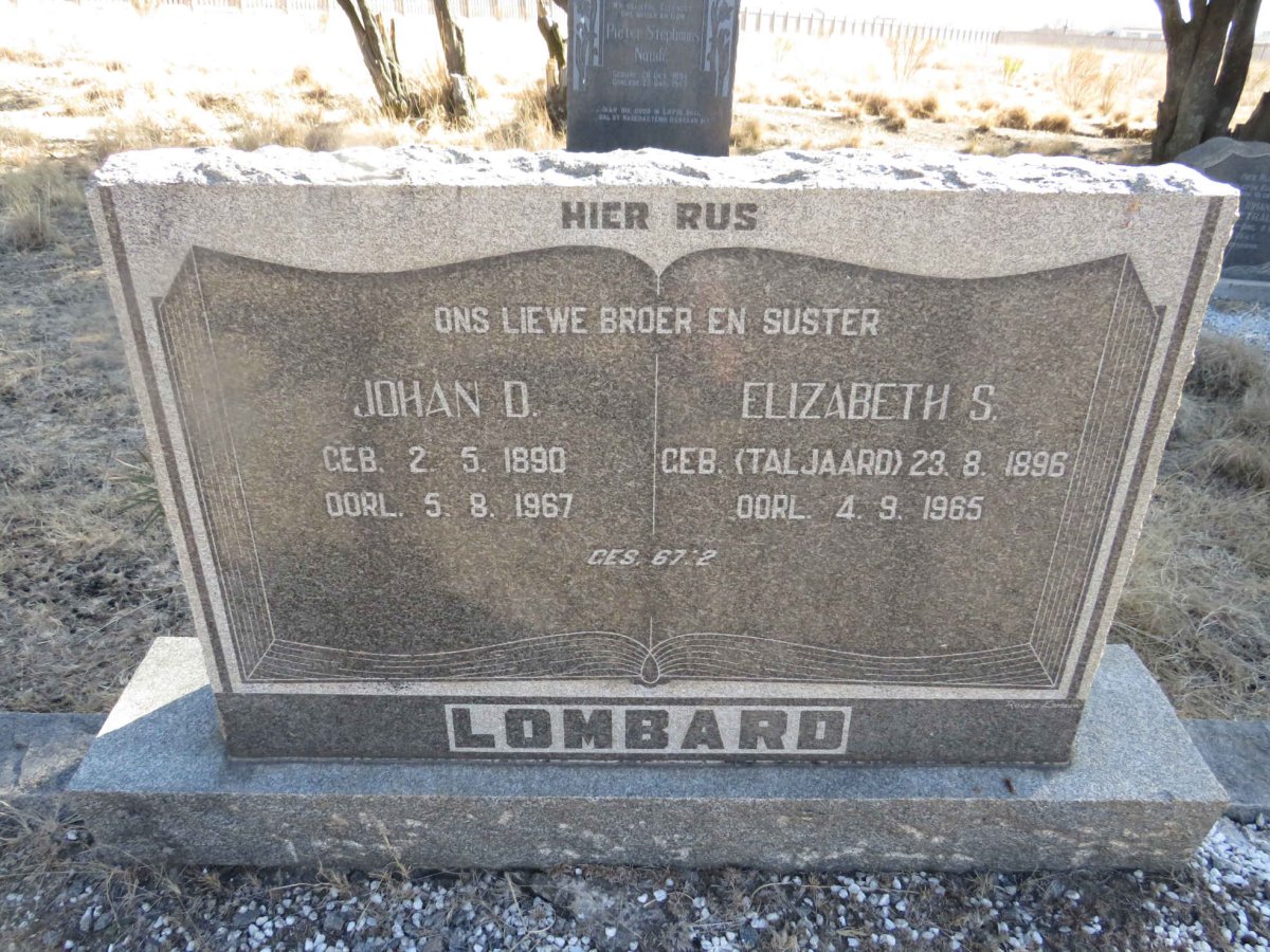 LOMBARD Johan D. 1890-1967 & Elizabeth S. TALJAARD 1896-1965