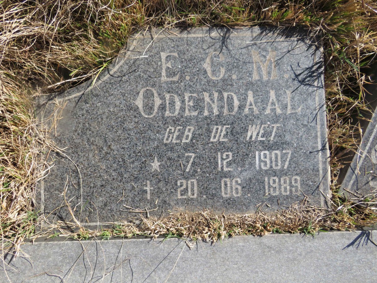 ODENDAAL E.C.M nee DE WET 1907-1989