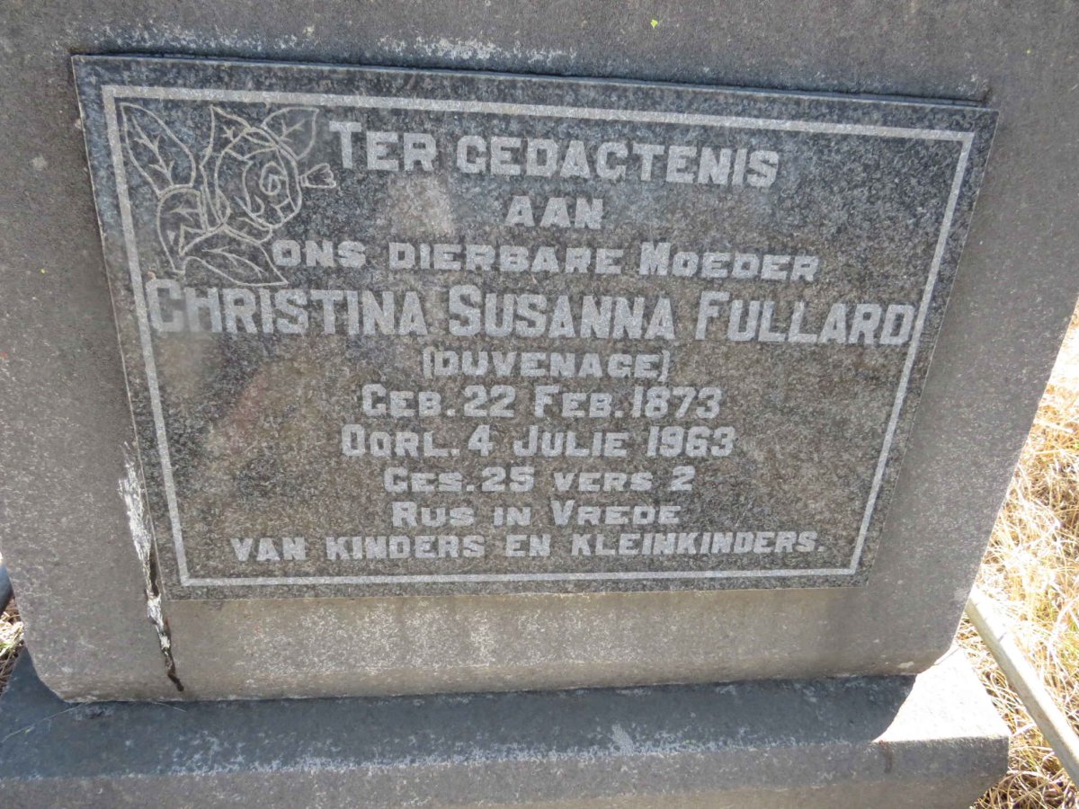 FULLARD Christina Susanna nee DUVENAGE 1873-1963