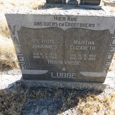 LUBBE Petrus Johannes 1879-1966 &amp; Martha Elizabeth 1883-1965