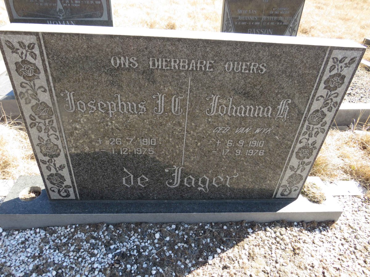 JAGER Josephus J.C., de 1910-1975 & Johanna H. VAN WYK 1910-1976