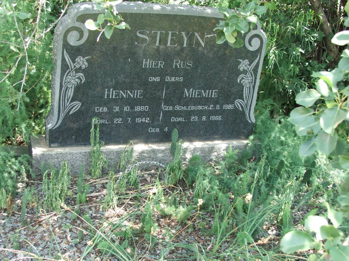 STEYN Hennie 1880-1942 &amp; Miemie SCHLEBUSCH 1885-1966